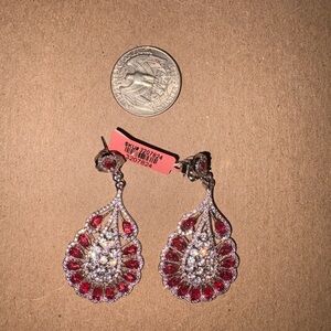 Red Teardrop Crystal Dangle Earrings - Women Jewelry
